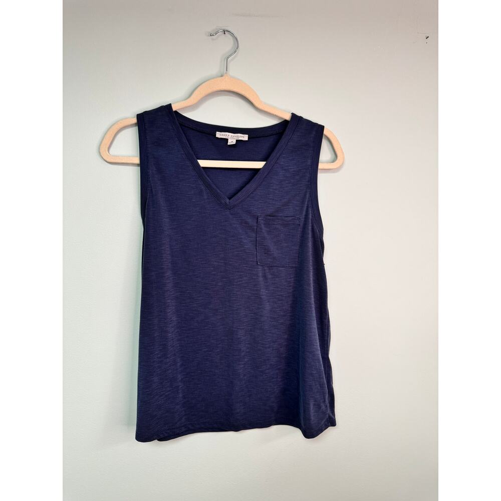 EUC! Green Envelope V-Neck Ribbed Sleeveless Top - Blue - Medium